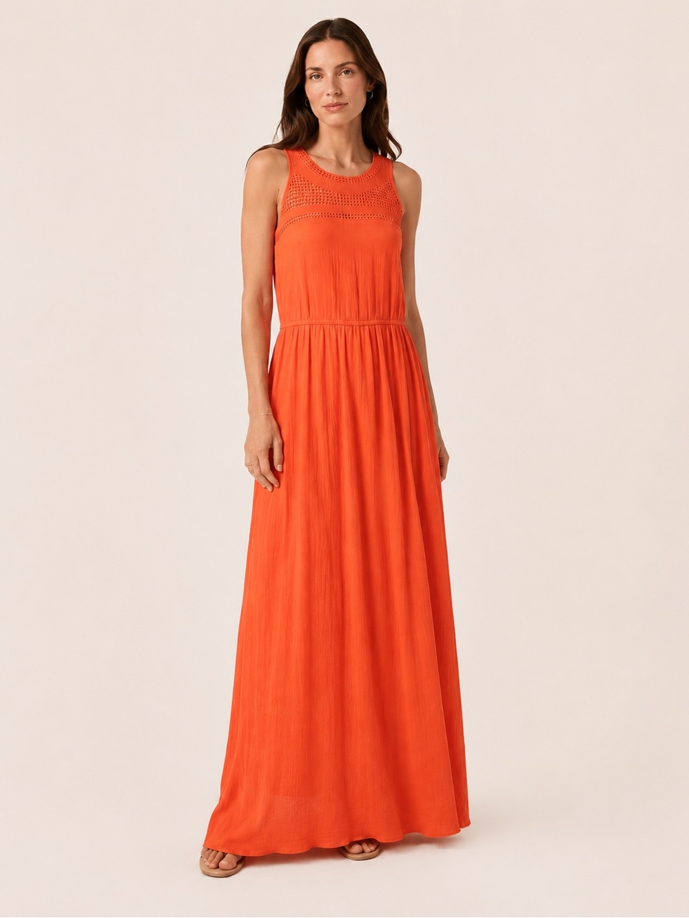 AB Studio Sleeveless Maxi Dress in Bright Orange